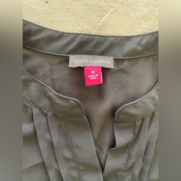 NWT Vince Camuto Sheer Black Buttoned Frilly Half Sleeve Blouse Business Casual - Picture 2 of 6